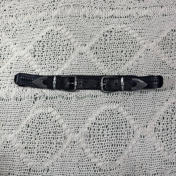 Frye Black Leather Belt with Silver Buckles Size Small - Picture 1 of 5